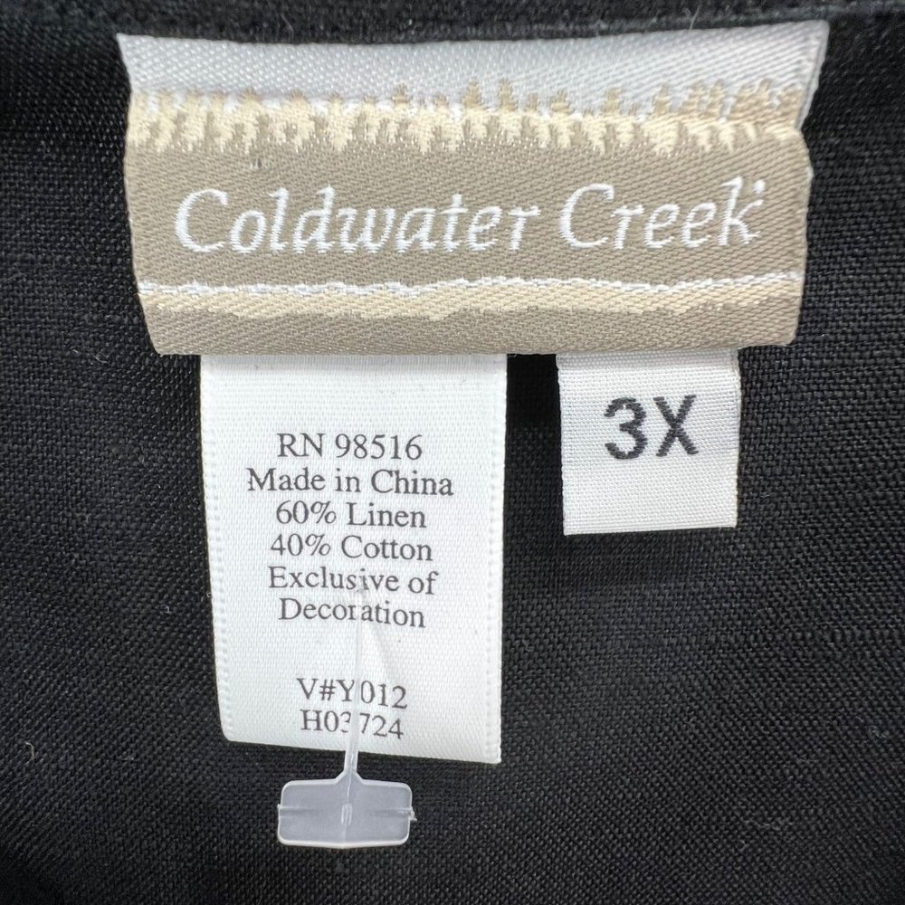 Coldwater Creek Dress Womens 3XL Black Linen Blend Sheath Sleeveless Palm Trees - Picture 9 of 10